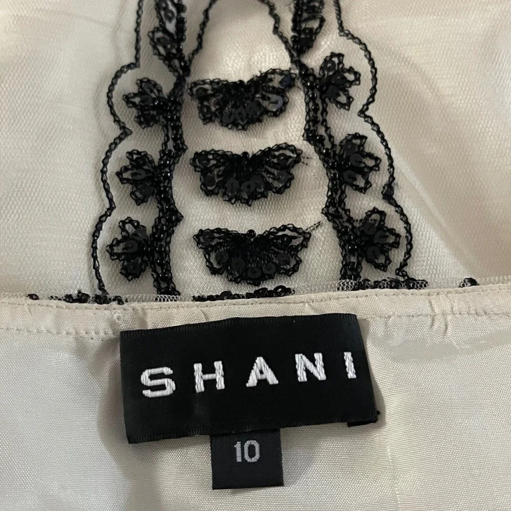 SHANI designer nylon Fairy‎ beaded cream black embroidery sequin ruffle skirt 10
